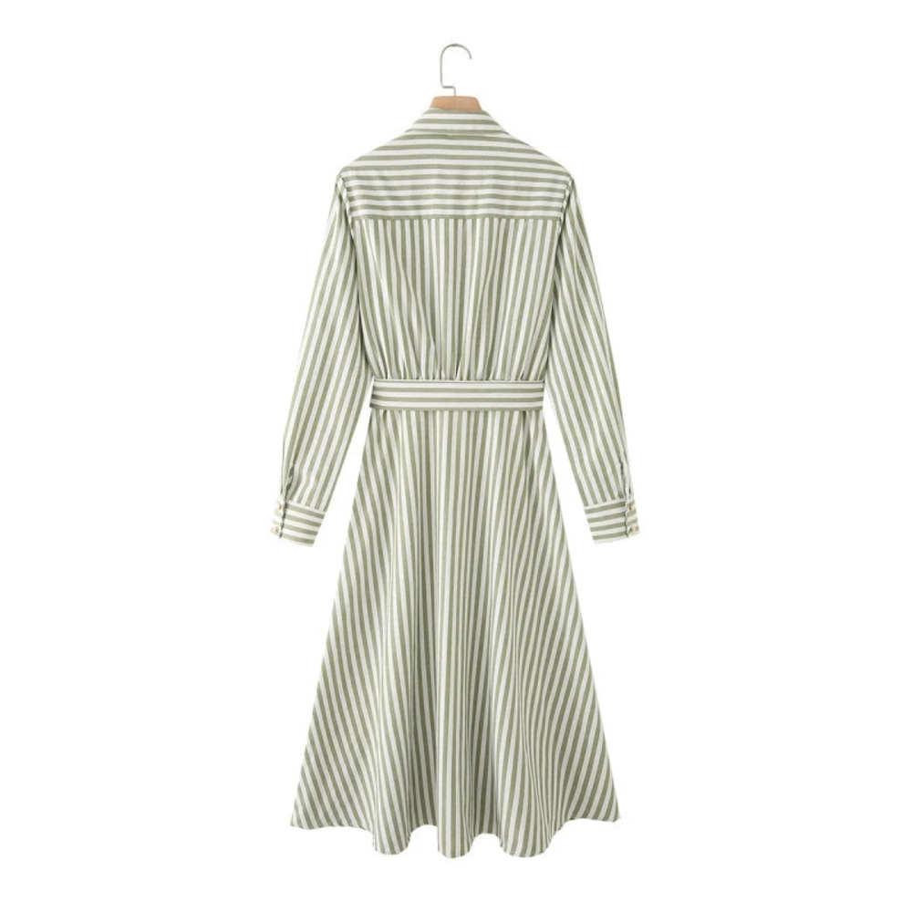 ZARA Elegant Summer Striped Belted Dress
